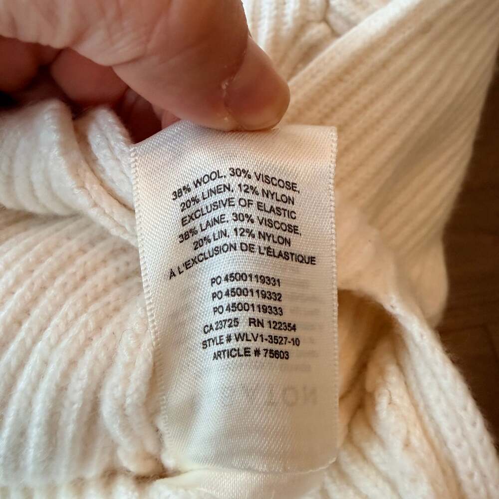 Babaton Chalmers Sweater Ivory Wool Linen Blend Ribbed Knit Size XS - Picture 5 of 6